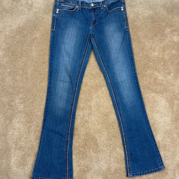 Y2K Women's Seven7 Boot Cut Flare Bling Stretch Jeans Size 10 W 30" L 32.5" Used - Picture 4 of 11